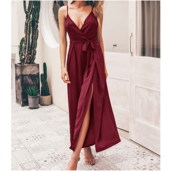 Boho Burnt Orange split thigh belted Wide Leg cami jumpsuit - Picture 2 of 16